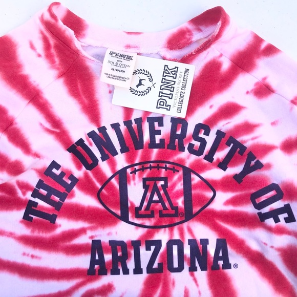 VS PINK University of Arizona Pink/Red Tie Dye Collegiate Long Sleeve Tee - Picture 4 of 4